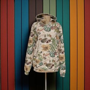 Floral, Mushroom, and Leaf Print Hoodie